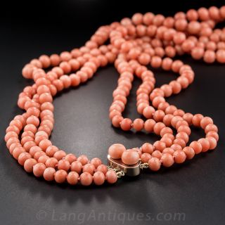 Three Strand Coral Necklace
