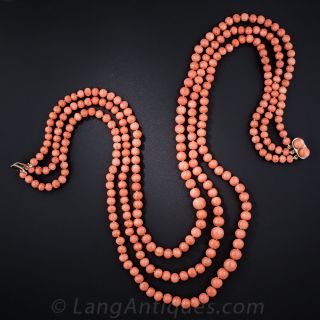 Three Strand Coral Necklace