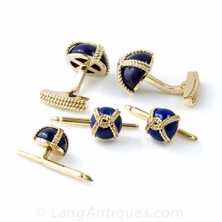 Tiffany & Co. 14k Lapis Cufflink and Stud Set