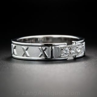 Tiffany & Co. 18K White Gold and Diamond Atlas Band - Size 9 3/4