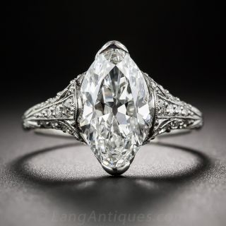 Tiffany & Co. 3.14 Carat 'Moval' Diamond Edwardian Ring - GIA F-VVS2