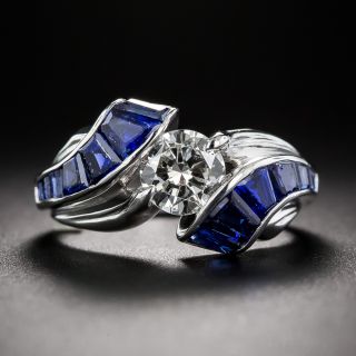 Tiffany & Co. .70 Carat Diamond and Sapphire Ring