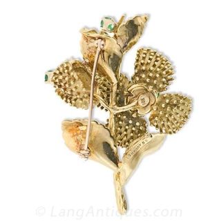 Tiffany & Co Emerald and Diamond Flower Pin