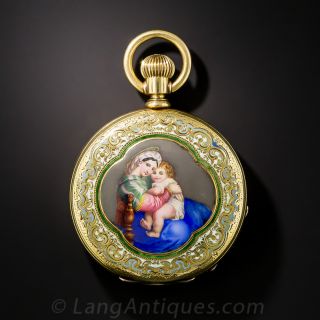Tiffany & Co. Enameled Ladies Pocket Watch