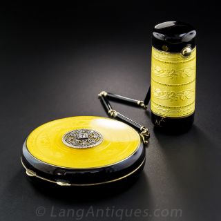 Tiffany & Co. Guilloche Enamel Compact and Lipstick