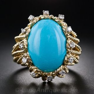 Tiffany & Co Italian Turquoise and Diamond Ring