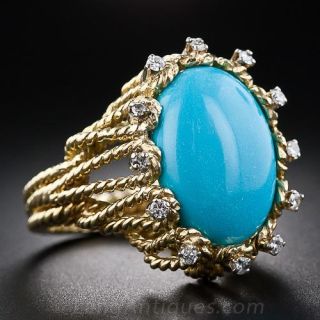 Tiffany & Co Italian Turquoise and Diamond Ring