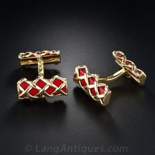Tiffany & Co. Red Enamel Cufflinks