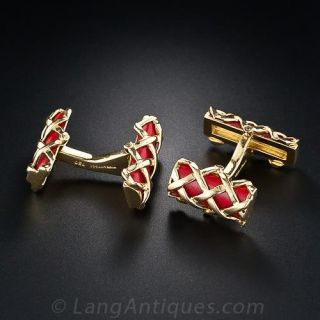 Tiffany & Co. Red Enamel Cufflinks