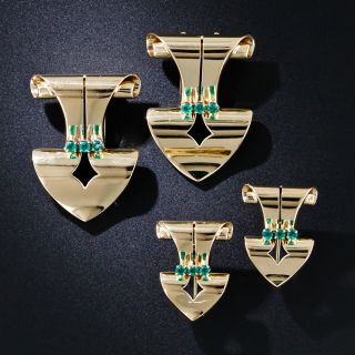 Tiffany & Co. Retro Emerald Dress Clips and Earrings - 4