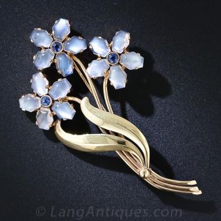 Tiffany & Co Retro Moonstone Forget-Me-Not Pin