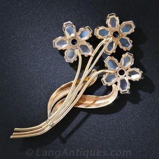 Tiffany & Co Retro Moonstone Forget-Me-Not Pin