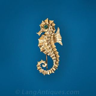 Tiffany Gold Seahorse Brooch