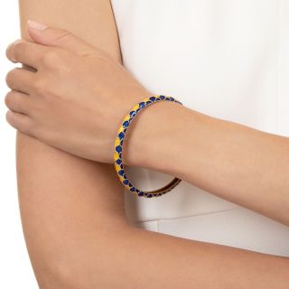 Tiffany Blue and Yellow Enamel Bangle Bracelet