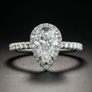 Tiffany & Co 1.34 Carat Pear Shape Diamond Halo Ring - 1
