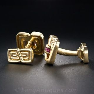 Tiffany & Co. 18K Gold and Ruby Cufflinks