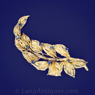 Vintage Gold Sapphire Brooch 
