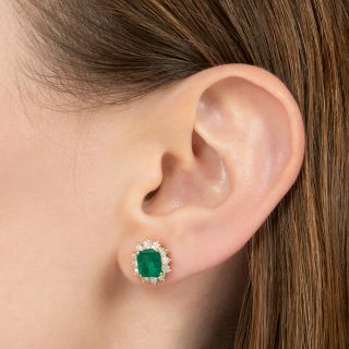 Tiffany & Co. 2.28 Carat Emerald and Diamond Halo Earrings 