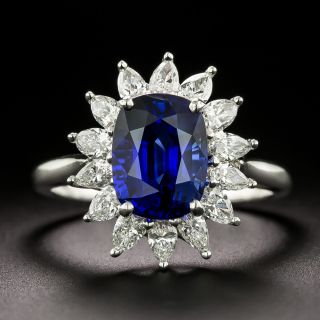 Tiffany & Co. 3.90 Carat Sapphire and Diamond Halo Ring - GIA - 2