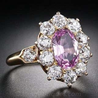 Tiffany & Co. Antique Pink Topaz and Diamond Ring