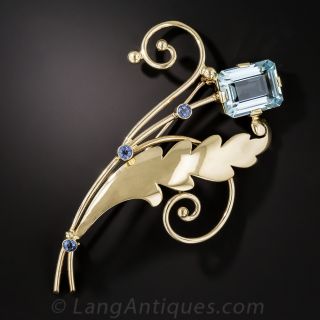 Tiffany & Co. Aquamarine and Sapphire brooch