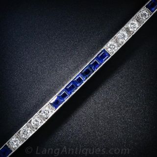 Tiffany  & Co. Art Deco Diamond and Sapphire Line Bracelet - 1