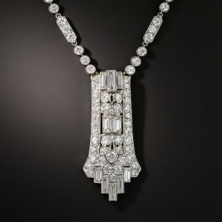 Tiffany & Co. Art Deco Platinum Diamond Lavalière Necklace - 4