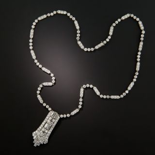 Tiffany & Co. Art Deco Platinum Diamond Lavalière Necklace