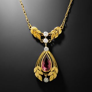 Tiffany & Co. Art Nouveau Tourmaline and Diamond Necklace - 3