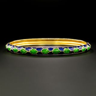 Tiffany & Co Blue and Green Enamel Bangle Bracelet - 2