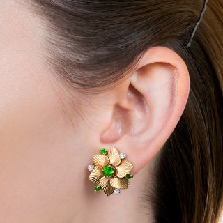 Tiffany & Co. Demantoid Garnet and Diamond Earrings & Brooch