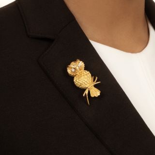 Tiffany & Co. Diamond-Eyed Owl Brooch 