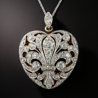 Tiffany & Co. Edwardian Fleur-De-Lys/Heart Pendant Brooch - 1
