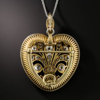 Tiffany & Co. Edwardian Fleur-De-Lys       Heart Pendant Brooch