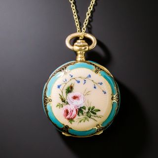 Tiffany & Co. Floral Enamel Pendant Watch - 2