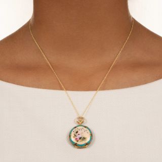 Tiffany & Co. Floral Enamel Pendant Watch