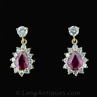 Tiffany Ruby and Diamond Earrings 