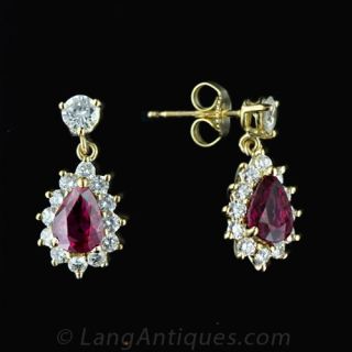 Tiffany & Co. Gold, Ruby and Diamond Earrings
