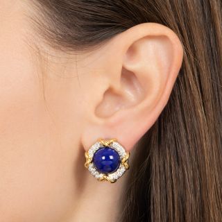 Tiffany & Co. Lapis and Diamond Earrings, Circa 1985