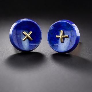 Tiffany & Co. Lapis Button Cufflinks - 1