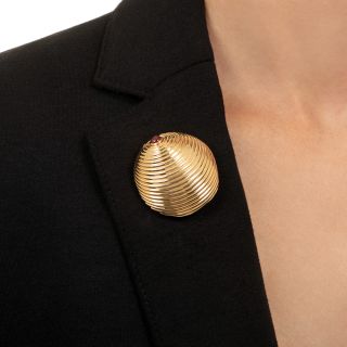Tiffany & Co. Mid-Century Ruby Shell Brooch