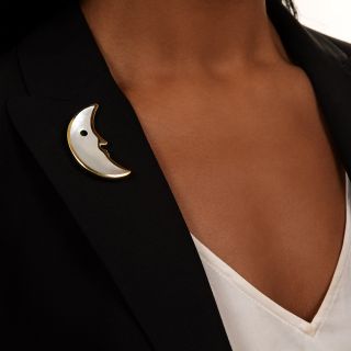 Tiffany & Co. Mother of Pearl Crescent Moon Brooch