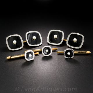 Tiffany & Co. Onyx and Pearl Stud Set
