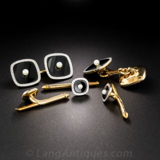Tiffany & Co. Onyx and Pearl Stud Set