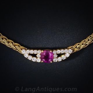 Tiffany & Co Pink Sapphire and Diamond Necklace - 1