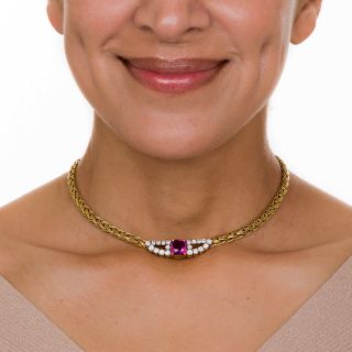 Tiffany & Co Pink Sapphire and Diamond Necklace