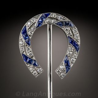Tiffany & Co. Platinum Sapphire and Diamond Horseshoe Stick Pin