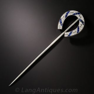 Tiffany & Co. Platinum Sapphire and Diamond Horseshoe Stick Pin