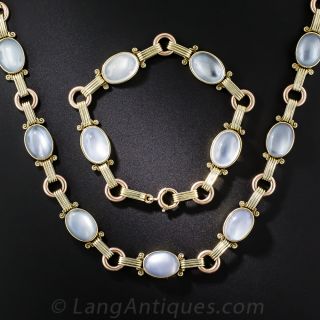 Tiffany & Co. Retro Moonstone Necklace and Bracelet Combo