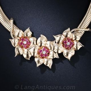 Tiffany & Co. Retro Ruby and Diamond Necklace